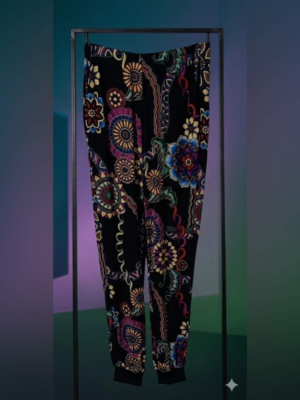 Desigual Vibrant Multicolour Print Pants Size Medium